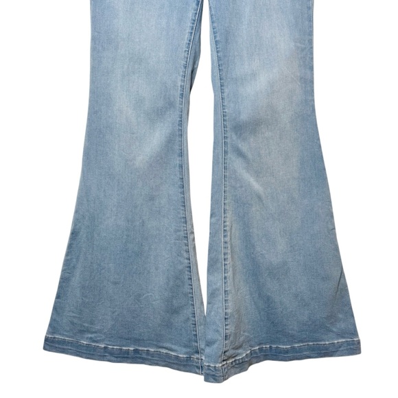 Free People Venice Beach Wrap Over Super Flare Leg Women’s Spring Blue Jeans 31 - Picture 5 of 10